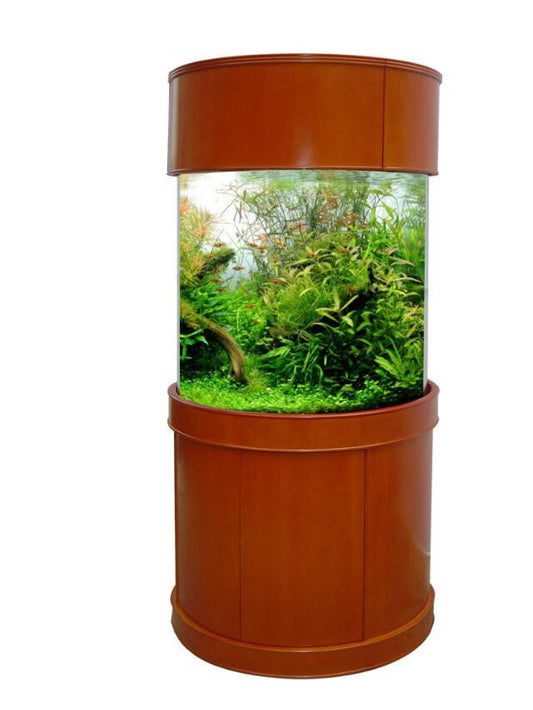 100 Gallon GLASS Cylinder Round Aquarium Reef Ready with Premium Cherry Wood Furniture