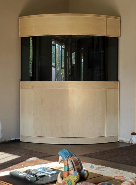 WARRANTY INCLUDED!155 gallonGLASS corner aquarium fish tank wood stand GoldenOak