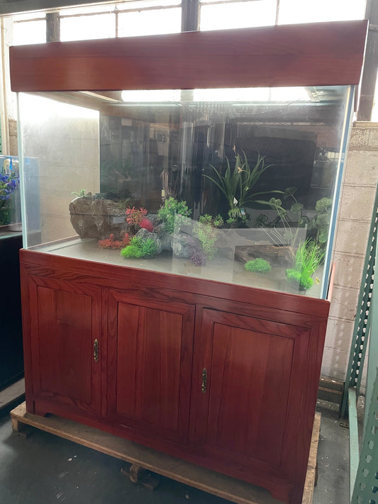 SOLID WOOD 160 Gallon Ultraclear Starphire Glass Reef-Ready Aquarium in Premium Cherry Solid Wood Furniture