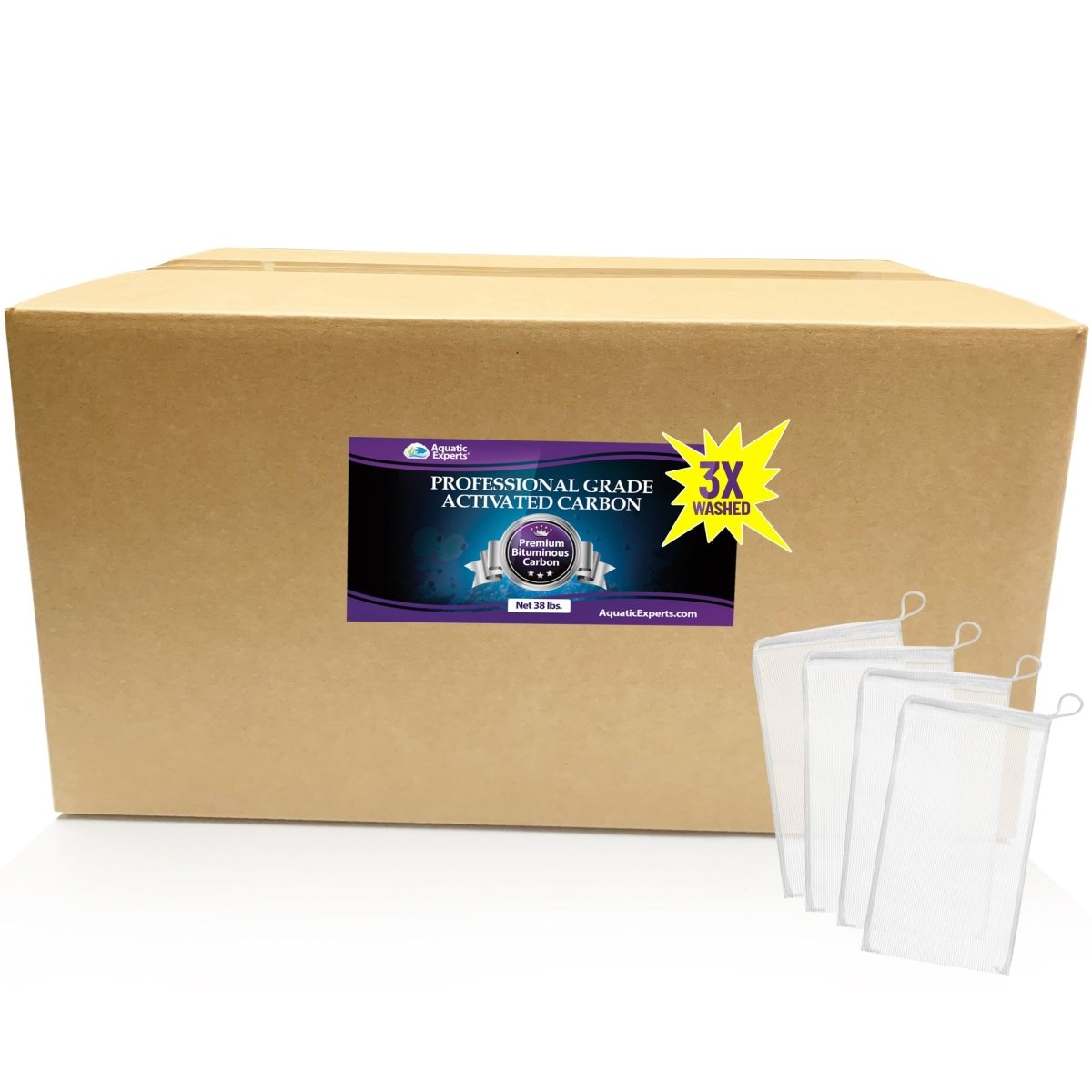 38 lb box of professional grade activated carbon for aquariums with included filter bags