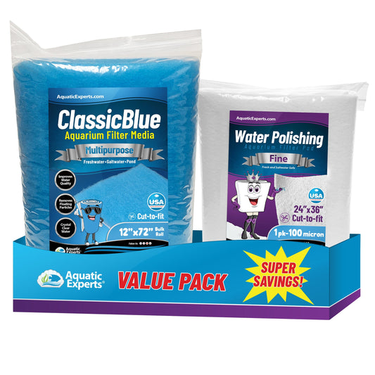 Aquarium Bundle - ClassicBlue 12" x 72" + Polishing Pad Filter Pad 100 Micron 1 pack