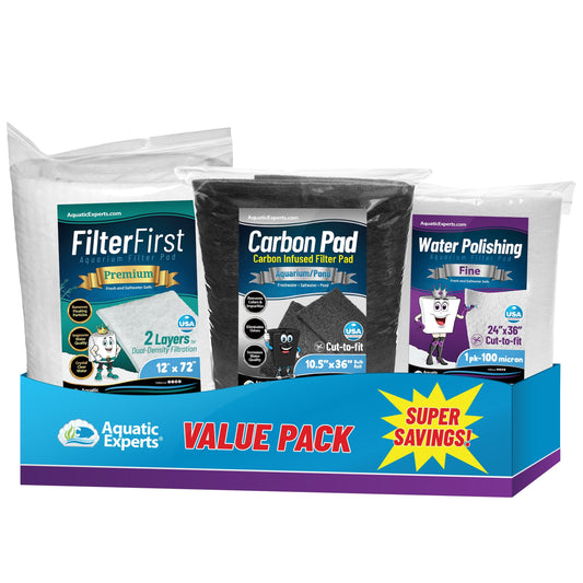 Aquarium Bundle - Carbon Filter 10.5"x72" + FilterFirst 12"x72"+ Polishing Pad 100 Micron Bundle