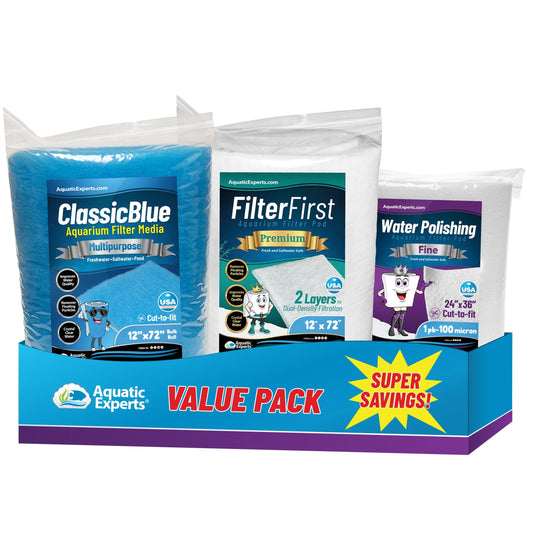 Aquarium Bundle - FilterFirst 12"X72" + ClassicBlue 12"X72" + 100 Micron Polishing Pad Bundle