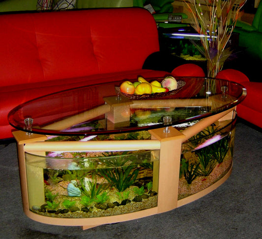 WARRANTY INCLUDED! 60 gallon GLASS oval round table aquarium fish tank setup